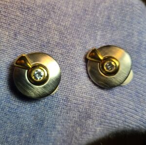 Silver gold sparkly clip-on earrings